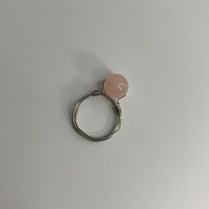 homemade pink beaded wire ring